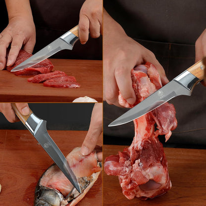 1-3pcs Butcher's Precision Knife Set with sheath Premium Imitation wood Handles - Meat, Fish,and Poultry Processing,Slicing Tool