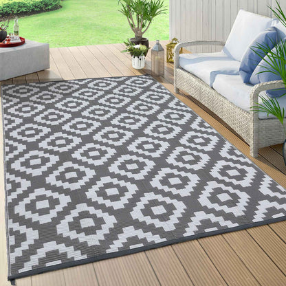 Outdoor Rug Plastic Straw Rug Modern Geometric Waterproof Rug Reversible Outdoor Floor Mat for Patio Porch Backyard Picnic Campi