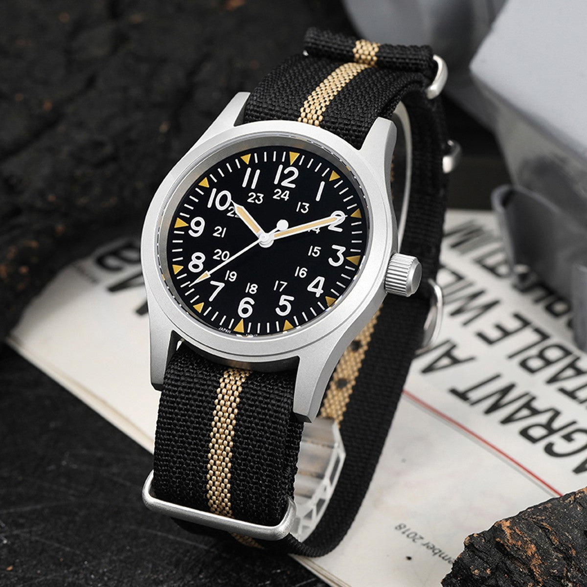 Militado Ml05 Vintage Field Watch VH31 Sweep Second Quartz Movement Sapphire Crystal High Clear AR Coating Luminous 38Mm Watches