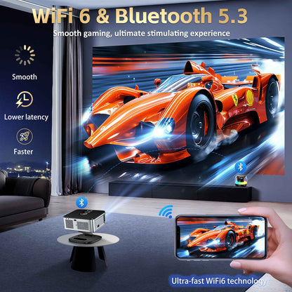 Projetor HORLAT Google TV 2000 ANSI Lumens, controle de voz, foco automático, Android, Wi-Fi 6, 4K UHD, projetor de cinema para home theater, Netflix Licenciado