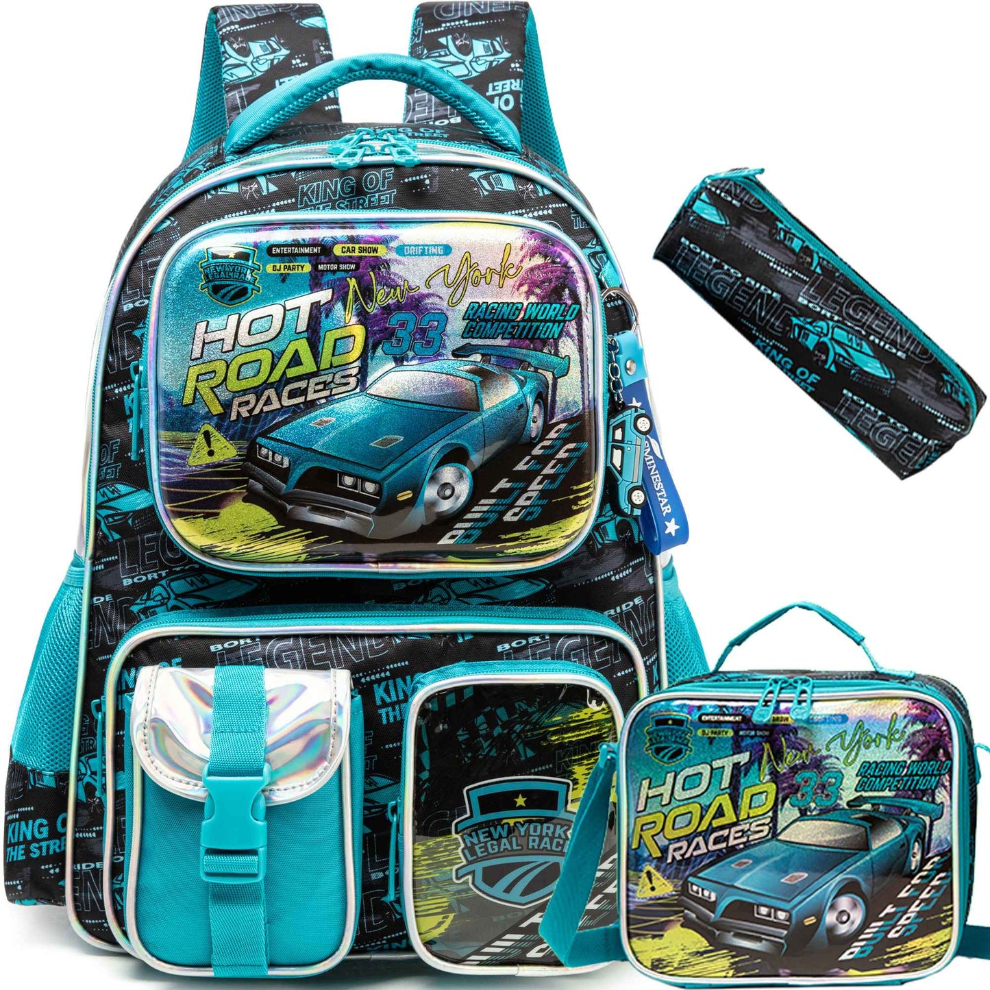 Meetbelify Mochila para Meninos Mochilas para Alunos do Ensino Fundamental Pré-Escolar Infantil Mochila Escolar Fofa com Lancheira e Estojo