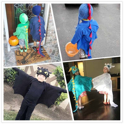 Kids Dragon Costume Cloak with Hat for Girls Boys Toothless Dragon Costume Cape Halloween Christmas Dinosaur Cosplay Costumes