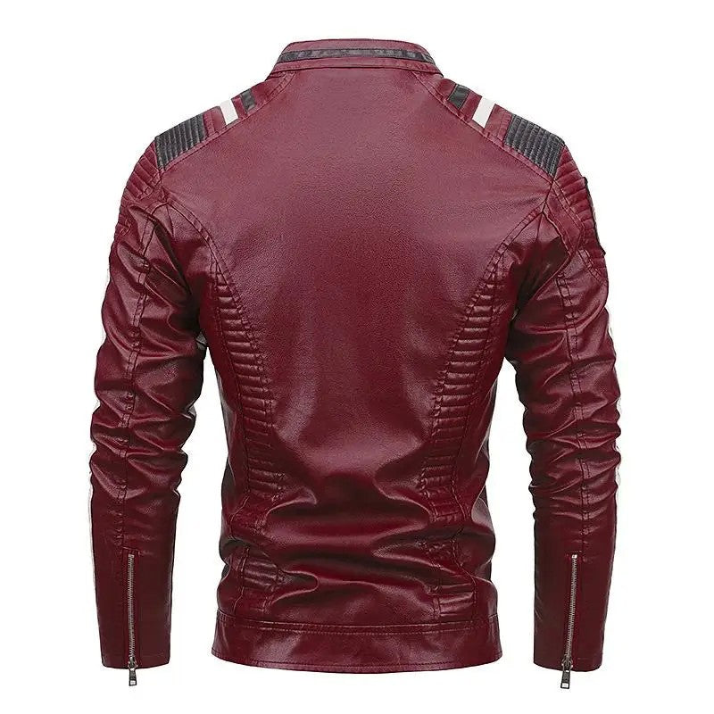 Mens Vintage Motorcycle Jacket 2025 Men Fashion New Biker Leather Jacket Male Embroidery Bomber Coat Winter Fleece Pu Overcoat