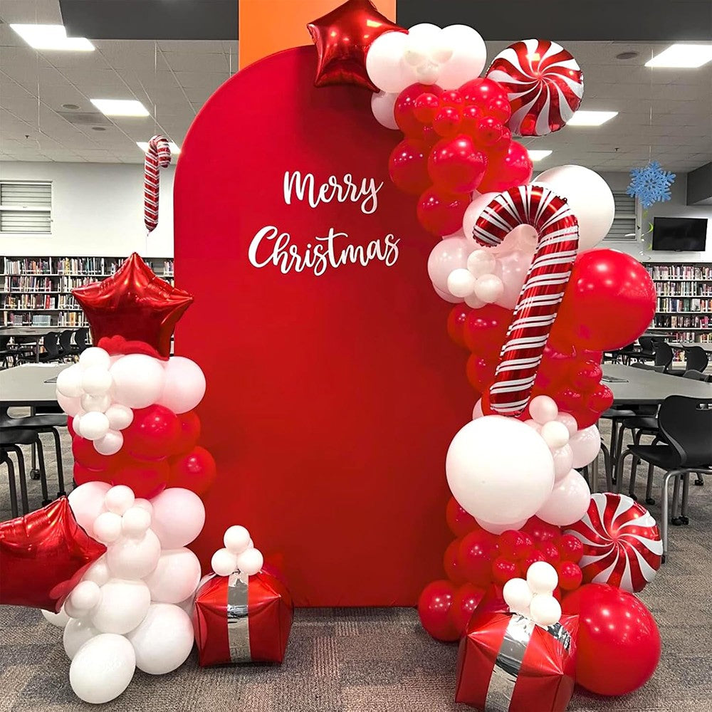 Christmas Balloons Garland Red White Balloon Arch Kit Xmas Candy Cane Foil Globos Christmas Home Birthday Party New Year Decor