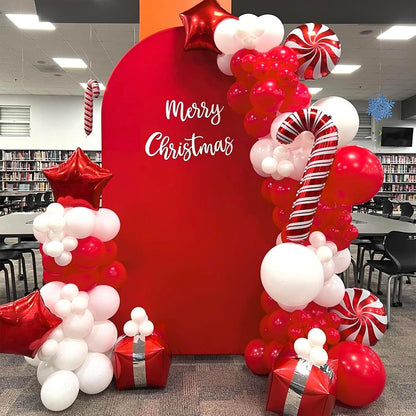 Christmas Balloons Garland Red White Balloon Arch Kit Xmas Candy Cane Foil Globos Christmas Home Birthday Party New Year Decor