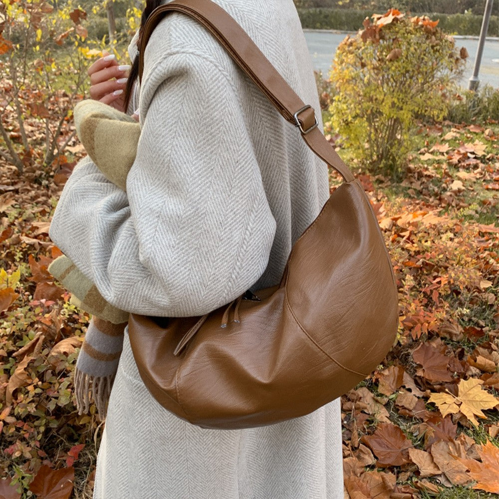 Small Niche Design Women's Large-Capacity Autumn and Winter Versatile Wide-Strap Single Shoulder Crossbody Dumpling Bag