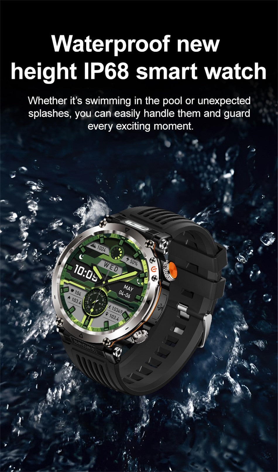 2025 Novo Relógio de Luxo Moderno 5ATM HT30 GPS Bússola Smartwatch Esportivo Masculino Externo AMOLED 366*366 NFC Frequência Cardíaca IP68 Smartwatch