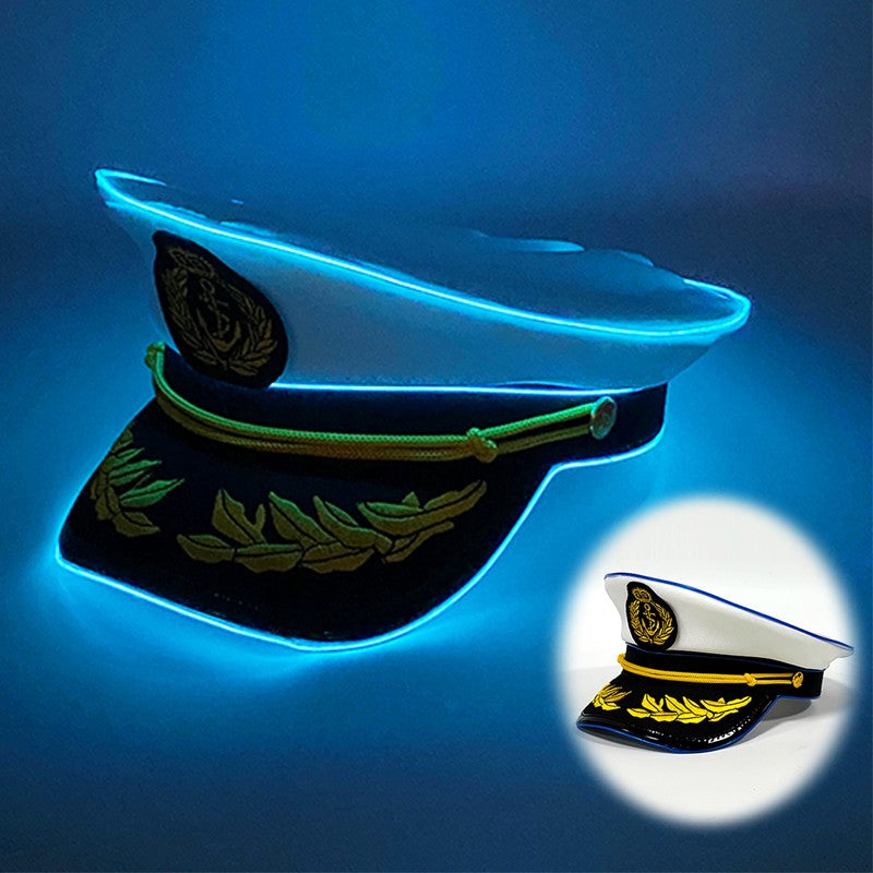 New Luminous Navy Hat Men Women Costume Cosplay Navy Cool Props Hats Glowing For Night