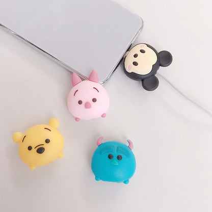 Disney Anime Mickey Mouse Charger Cable Protector Kawaii Stitch Minnie Usb Data LineHead Protection Cover Gifts