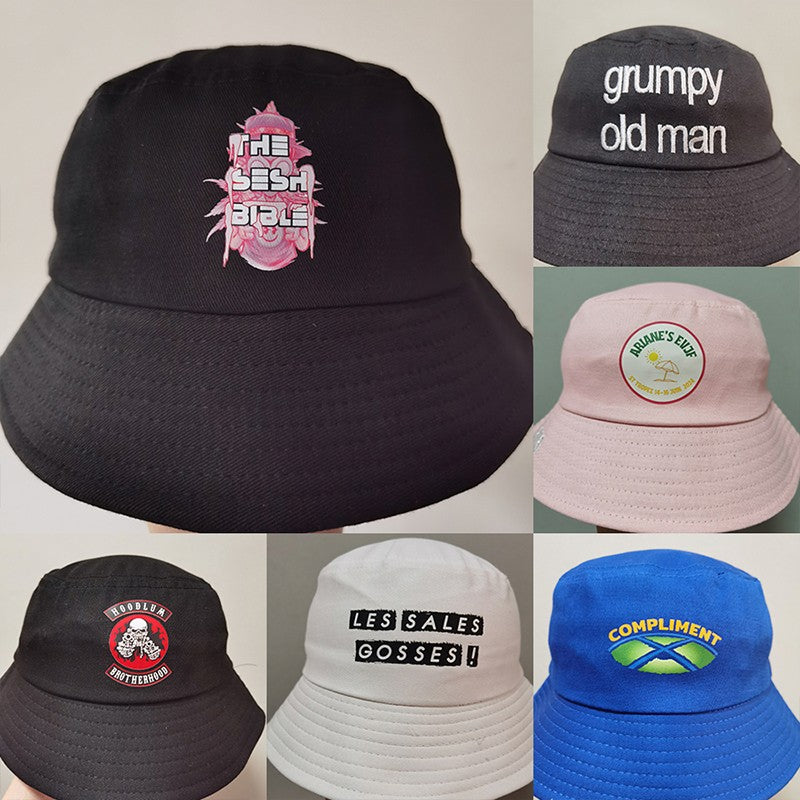 Custom LOGO Design Bucket Hat Brim Kpop Panama Bob Bucket Gorros Women Men Embroidered Print Logo Summer Casual Fishermen Cap