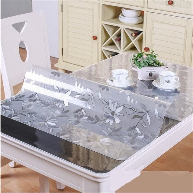 Transparent PVC Tablecloth Waterproof Kitchen Tablecloth Pad Glass Soft Cloth Tableclot Oil-Proof Table Mat Table Cover