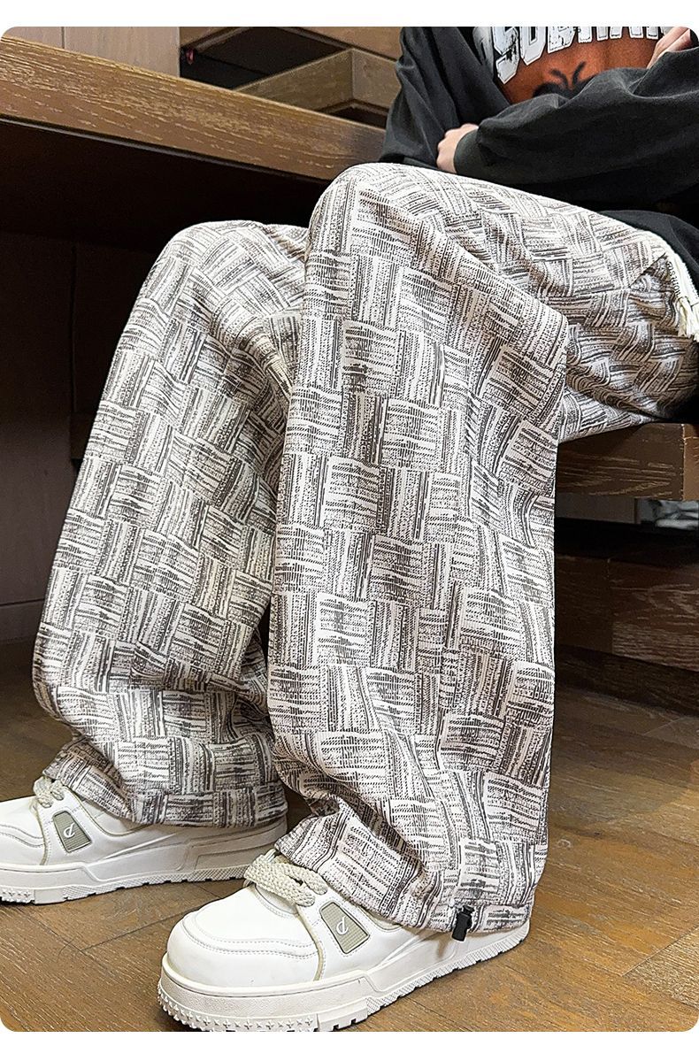 Calça Masculina Reta com Cordão na Cintura Bolsos Elástica Ajuste Casual para Uso Diário Outono Inverno Calça Esportiva Masculina de Alta Qualidade