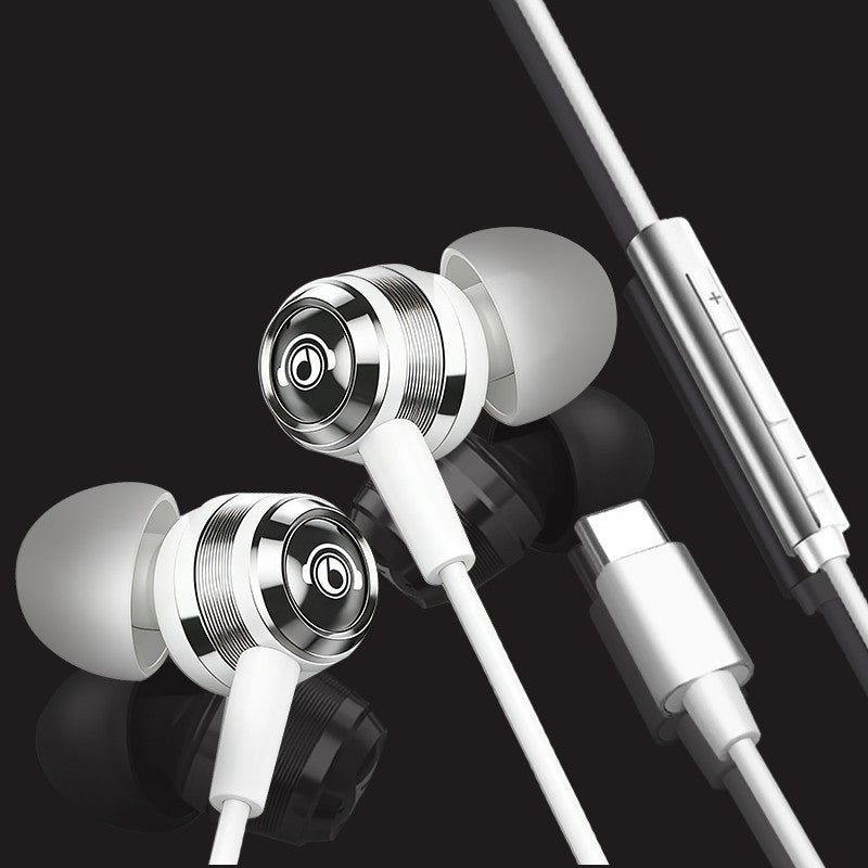 Fones de ouvido com fio J109, qualidade de som superior, fones de ouvido intra-auriculares com conector tipo C e 3,5 mm, fones de ouvido estéreo HiFi de metal com microfone