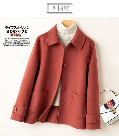 2025 Autumn Winter New Double-Sided Wool Coat Women Section Short Woolen Coats Single-breasted Black Khaki Cardigan Outerwear