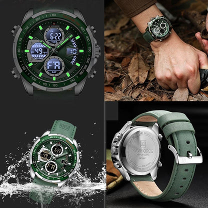 NAVIFORCE Men Military watch Multifunction Chronograph Sports 3ATM Waterproof alarm mode Day And Date Display Male Gifts Clocks