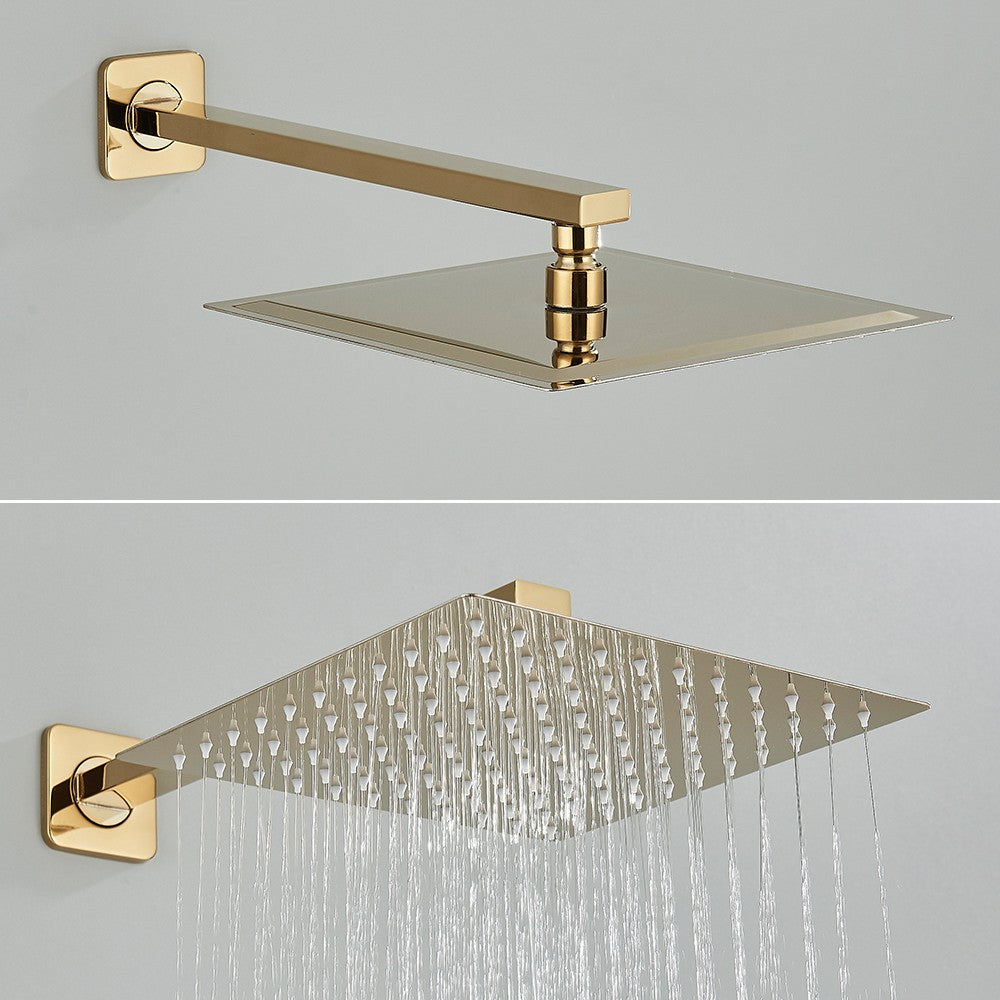 Golden Shower Faucets Set 2-Ways Rainfall Shower System Wall Mounted Shower Head Bathroom Bathroom Tap Shower Mixers Concealed