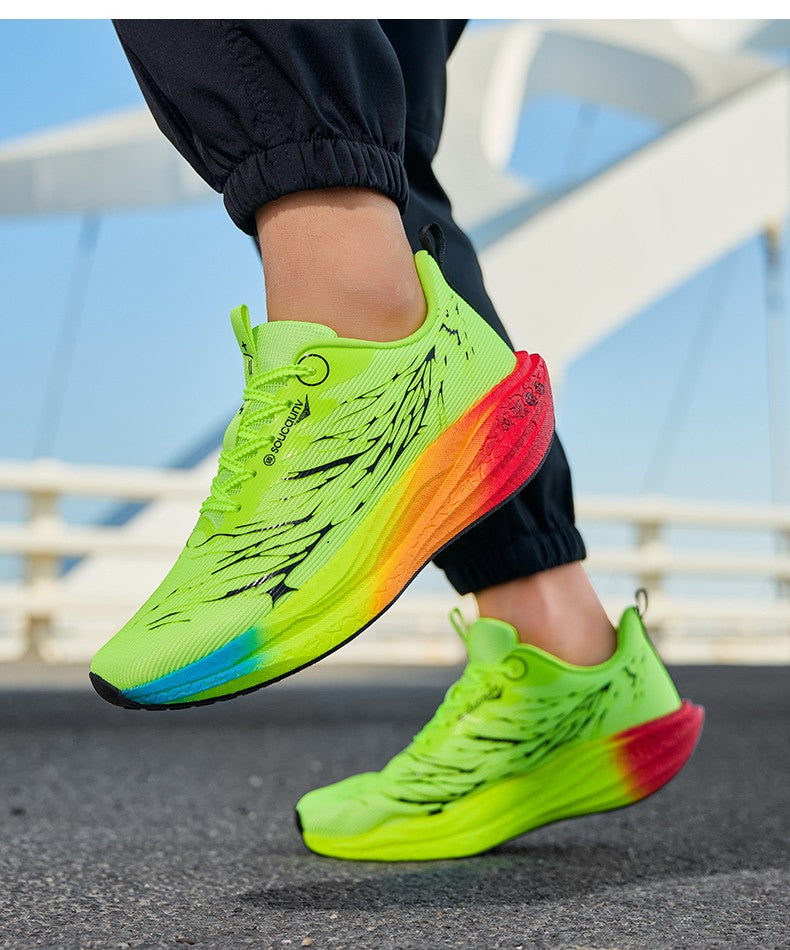 Fluorescence  Running Shoes Carbon Board Marathon Men Sports Lightweight Women's Comfortable Athletic Nonskid Sneakers Casual