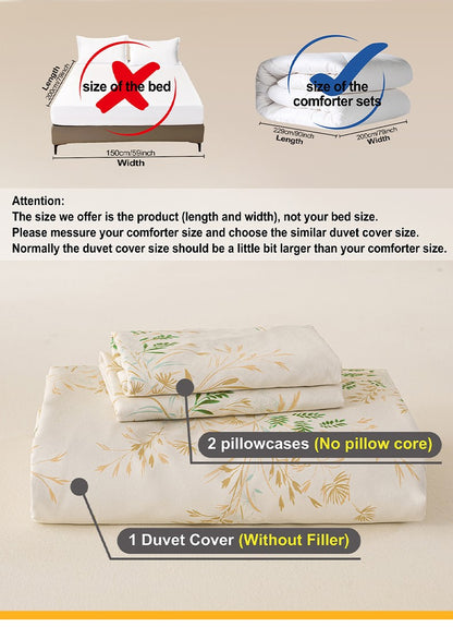 3pcs Elegant Floral Tea Art Print Duvet Cover Set? Soft Skin-Friendly Bedding Set Includes 1 Duvet Cover And 2 Pillowcases