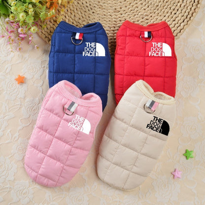 Roupa de cachorro da moda de designer casaco quente de inverno para animais de estimação, logo estéreo para cães pequenos e médios, para fantasia de Chihuahua e Bulldog Francês