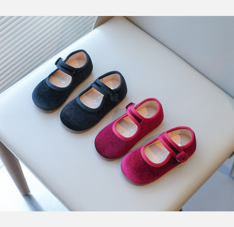 2025 Princess Flat Shoes for Baby Girls Kids Autumn Vintage Soft-sole Flatties with Low-cut Uppers Children Flats