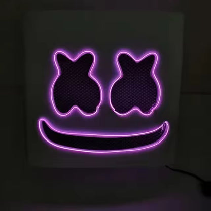 Fashion Luminous LED Mask DJ Costumes Accessories Glow Supplies Neon Light Marshmallow Mask For Music Festival Nightclub Dance