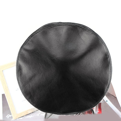 Autumn Winter Women's Genuine Sheep Leather Beret Vintage British Style Painter Hat Versatile Casual Real Leather Headwear