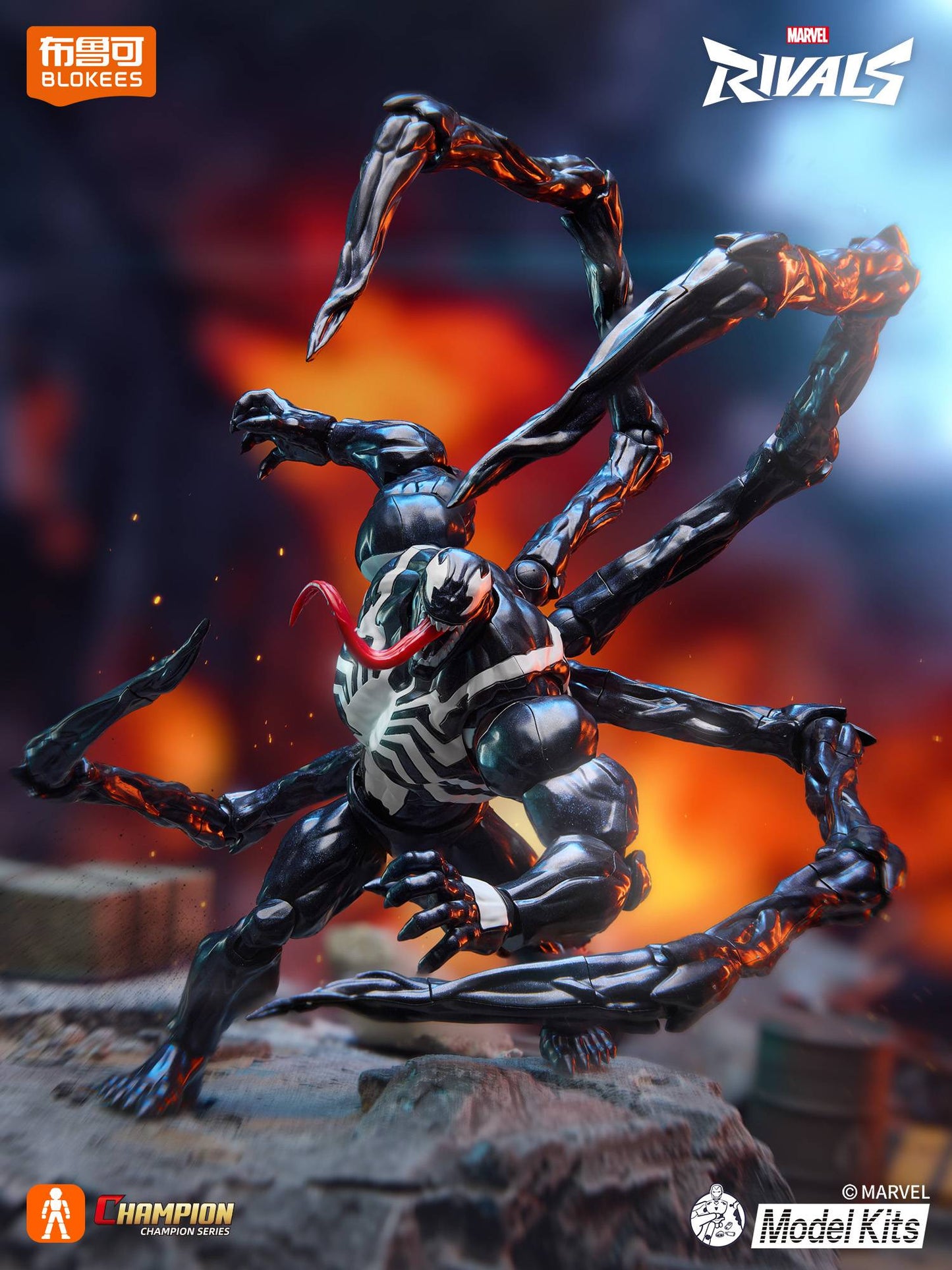 Novas Figuras de Ação de Anime Blokees Homem-Aranha Venom Marvel Rivals Champion Class Kit de Modelo Marvel Brinquedos de Presente de Figura de Ação Montável