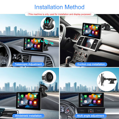 Player de Vídeo Multimídia de Rádio para Espelho de Carro Portátil de 9" Universal Sem Fio CarPlay Android Auto Tela Bluetooth AUX TF GPS DVR