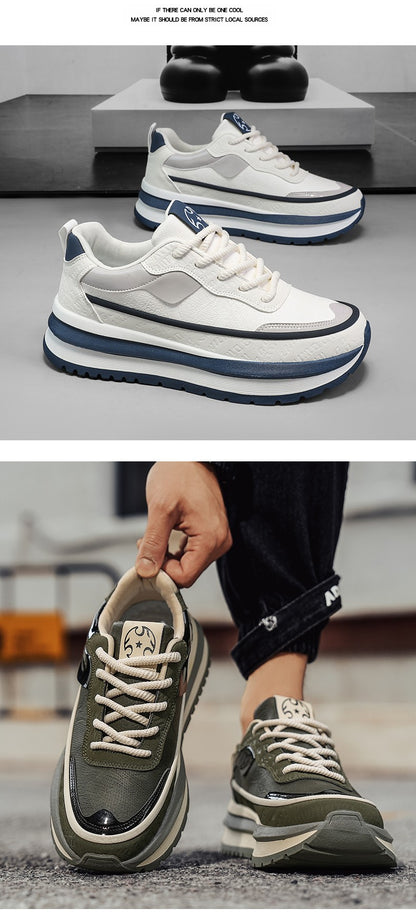 PARZIVAL Men Sneakers Casual Shoes Fashion Outdoor Sports Shoes Runner Tenis Trainer Leather Running Shoes Breathable Men Shoes