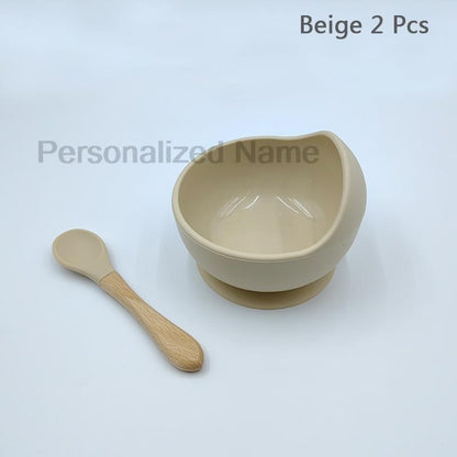 Personalized Name Baby Feeding Set Children's Silicone Suction Cup Bowl Training Spoon Fork Tableware Baby Feeding Bowl BPA Free