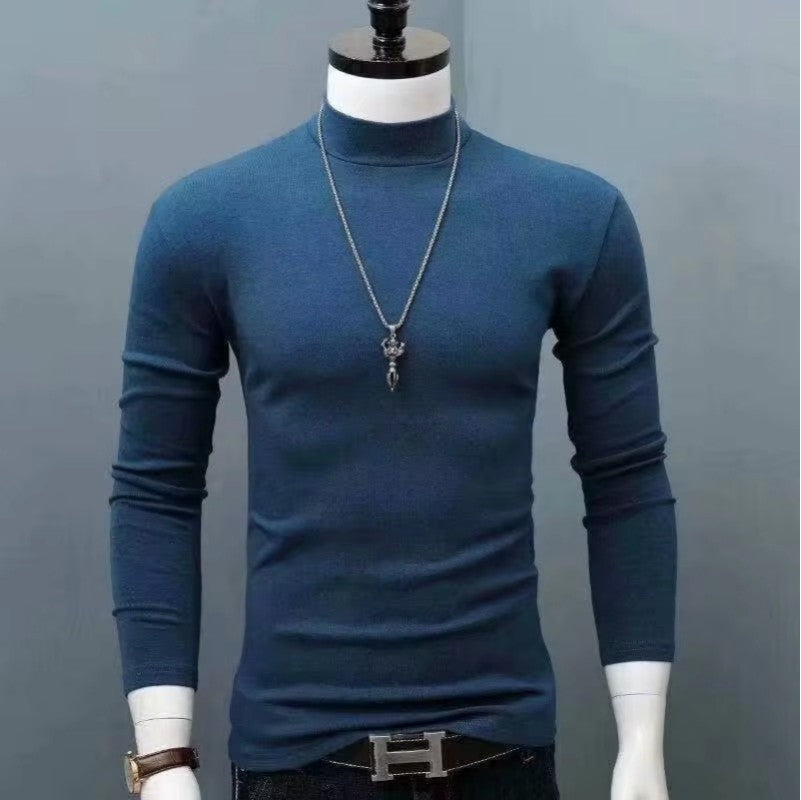 Men's Original Shirts Fall/Winter T-Shirt Fashionable Inner Wear for Men Slim Fit Turtleneck Shirt Solid Black Long Sleeve Shirt