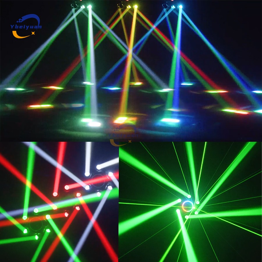 150W RGBW 4-in-1 6 Arm Moving Head Dye Bee Eye Effect Light DMX512 Remote Control DJ Disco Bar Birthday Party Christmas Stage