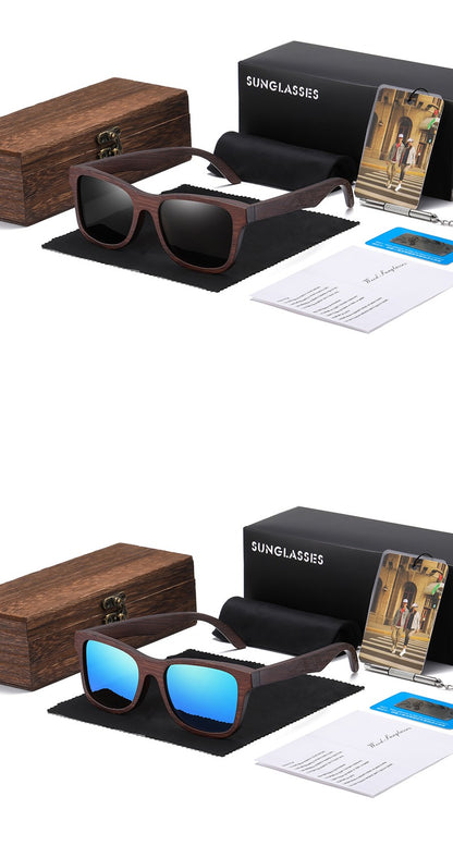 Óculos De Sol GM De Madeira De Bambu Natural Feitos À Mão Polarizados Lentes Com Revestimento Espelhado Com Caixa De Presente