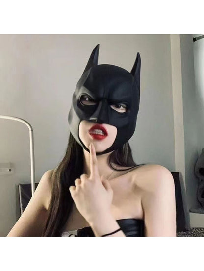 Bat Mask Headgear Latex Material Cosplay Headgear Halloween Night Dance Party Adult Masquerade Mask Latex Mask for Men Anime