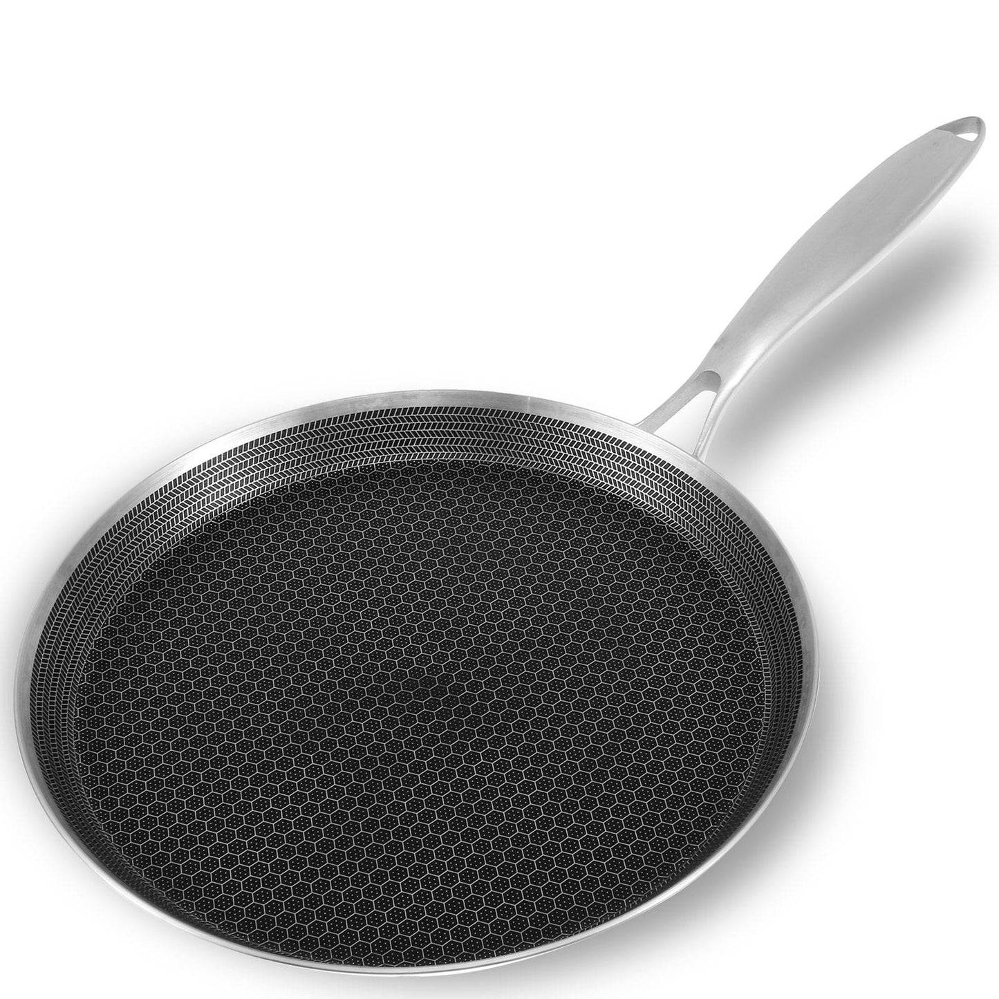 Panquequeira Antiaderente Favo de Mel Panela Dosa Alça Ergonômica de Aço Inoxidável Panela de Panqueca de Cozinha Panela de Tortilla Compatível com Indução