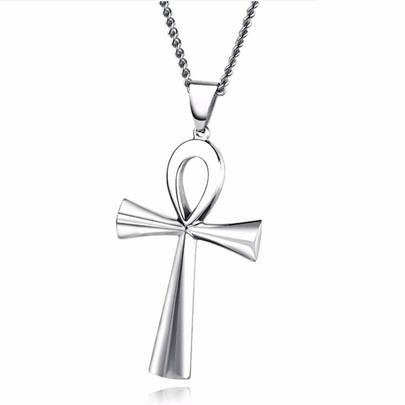 1 Amuleto Pingente Egípcio Ankh Crucifixo Colares Pingentes Aço Inoxidável Símbolo da Vida Colares Cruz Joias