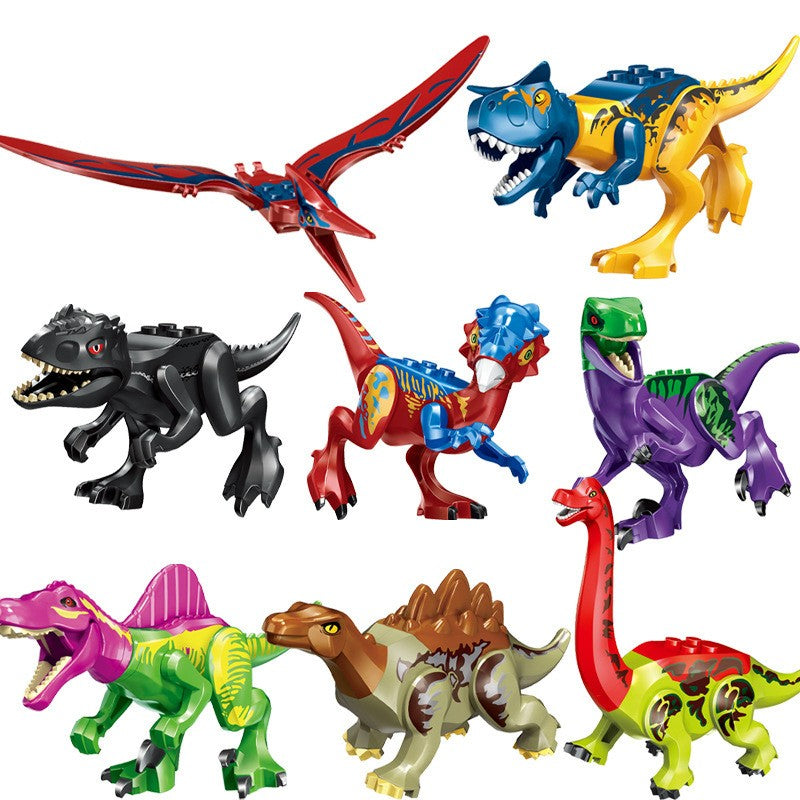 Dinosaur Jurassic Set World Park 3 Model Building Blocks White T Indominus Rex Dino Breakout 8pcs Mosasaurus Velociraptor Animal