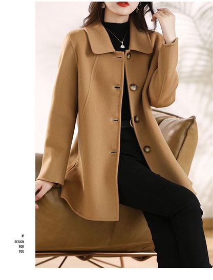 New High Quality Single-breasted Fashion Woolen Coat Women Autumn Winter Slim Elegant Wool Overcoat Windbreaker Outerwear Female