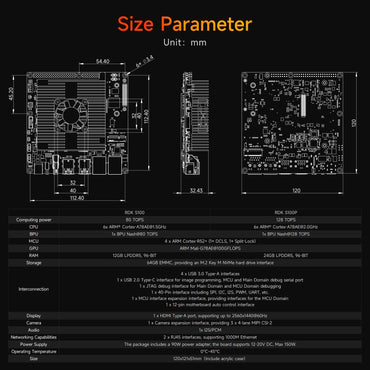 D-Robotics RDK S100/S100P Robot Development Kit 80/128TOPS Computing Power BPU Integrated Computation and Control AI ROS Board