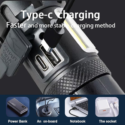 2025 New 15000mAh XHP390 Flashlights 10000000LM Ultra Powerful Flashlight Zoom USB Rechargeable Lantern Outdoor Camping Torch