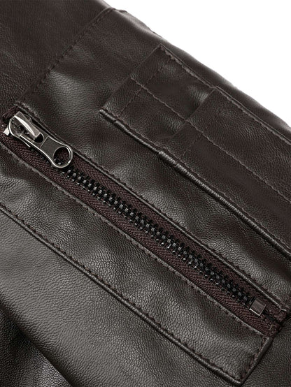 Men'S Baseball Jacket - Windproof Warm Coat with Zipper Closure, Brown & Green Accent Jacket, Non-Stretch Shell for Casual Outer