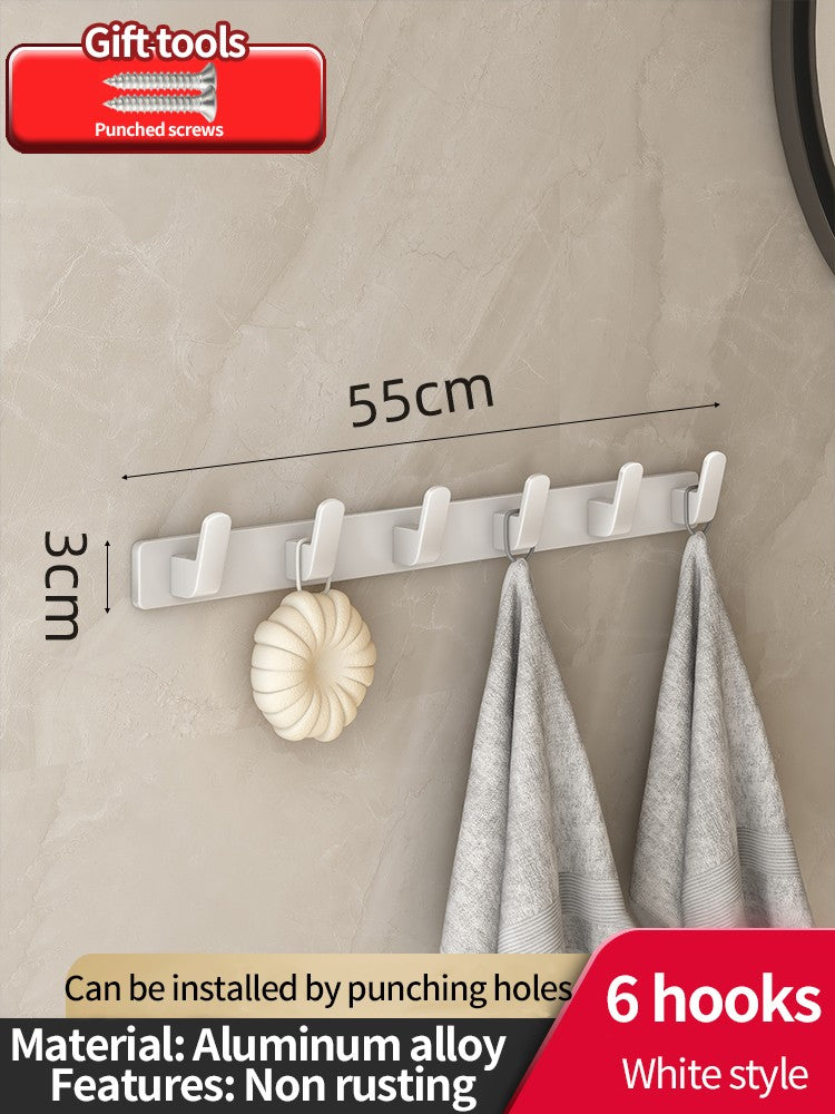 no drill Space Aluminum punch-free Kitchen Hook Bathroom Clothes Hooks Storage Rack Hook Door Wall Hanging Household Accessories