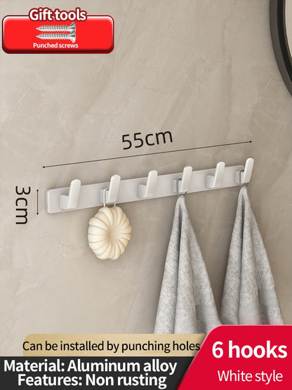 no drill Space Aluminum punch-free Kitchen Hook Bathroom Clothes Hooks Storage Rack Hook Door Wall Hanging Household Accessories