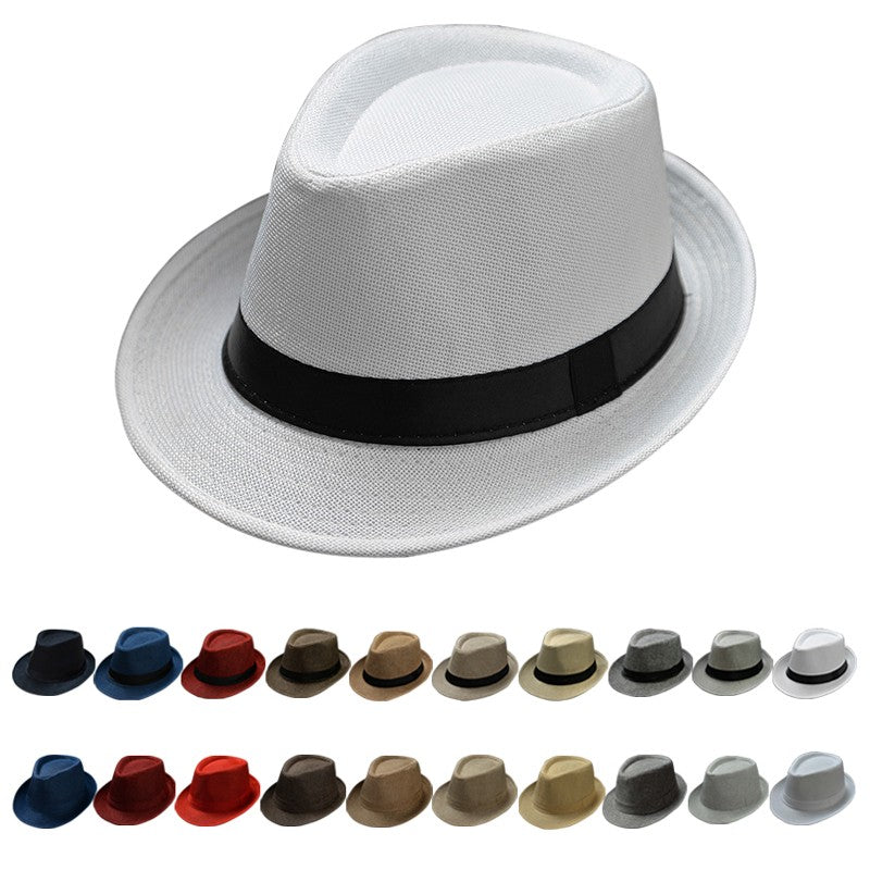 Summer Fedora Hat for Men Fashionable Elegant Vintage Black Women White Red Brim Panama Top Jazz Beach Unisex Classic Cap