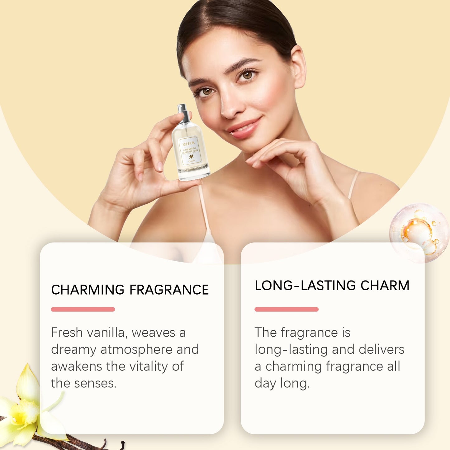 Roxelis 30ml Body Perfume Spray Hair Scent Light Fresh Skin Long Lasting Floral Fragrance Add Personal Charms Dating Perfume