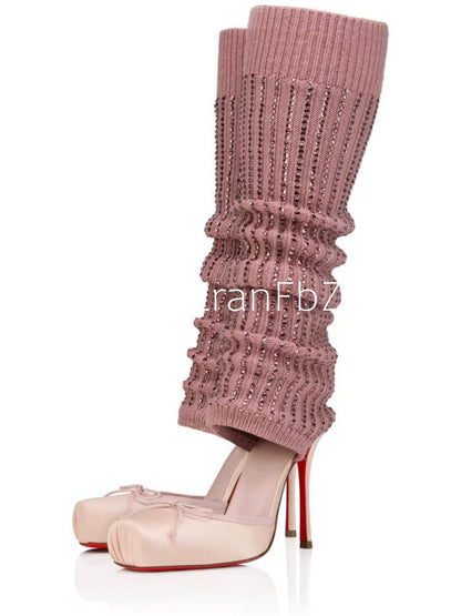 2025 Spring/Summer New Ballet High Heels Fashion Stretch Stockings Hot Diamond Women's 34-46 Large High Heels Sandals