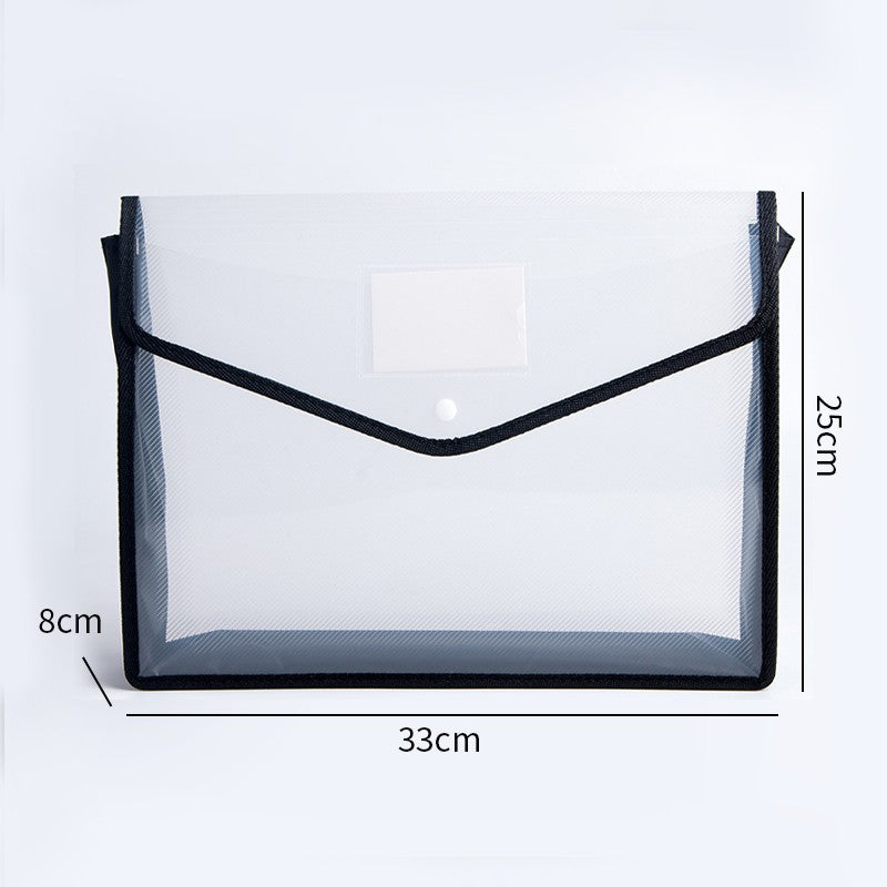 Large Capacity Waterproof File Transparent A4 Folder Press Button Plastic Data Document Bag Pocket Storage Office Supplies