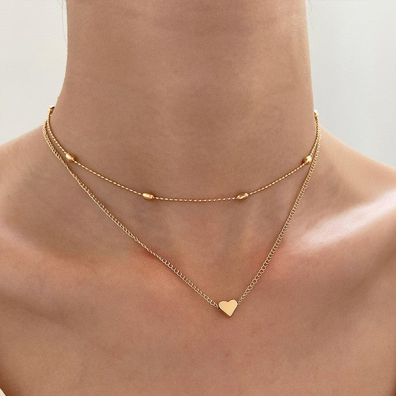 Colar de Pingente em Camadas na Corrente de Pescoço Feminino Cristal Zircônia Coração Estrela Charm Colar Camadas Vintage Joias de Pescoço Femininas Quentes