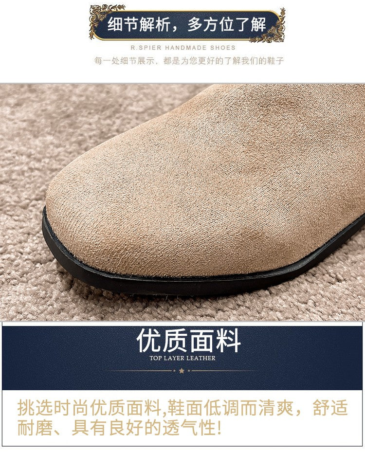 Pleated Boots Women Faux Suede Flock Knee High Boots 2024 Winter Women Fashion Slip on Square Low Heel Knight Booties Mujer 202