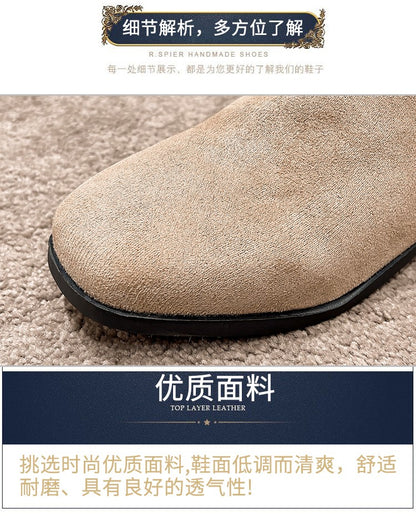 Pleated Boots Women Faux Suede Flock Knee High Boots 2024 Winter Women Fashion Slip on Square Low Heel Knight Booties Mujer 202